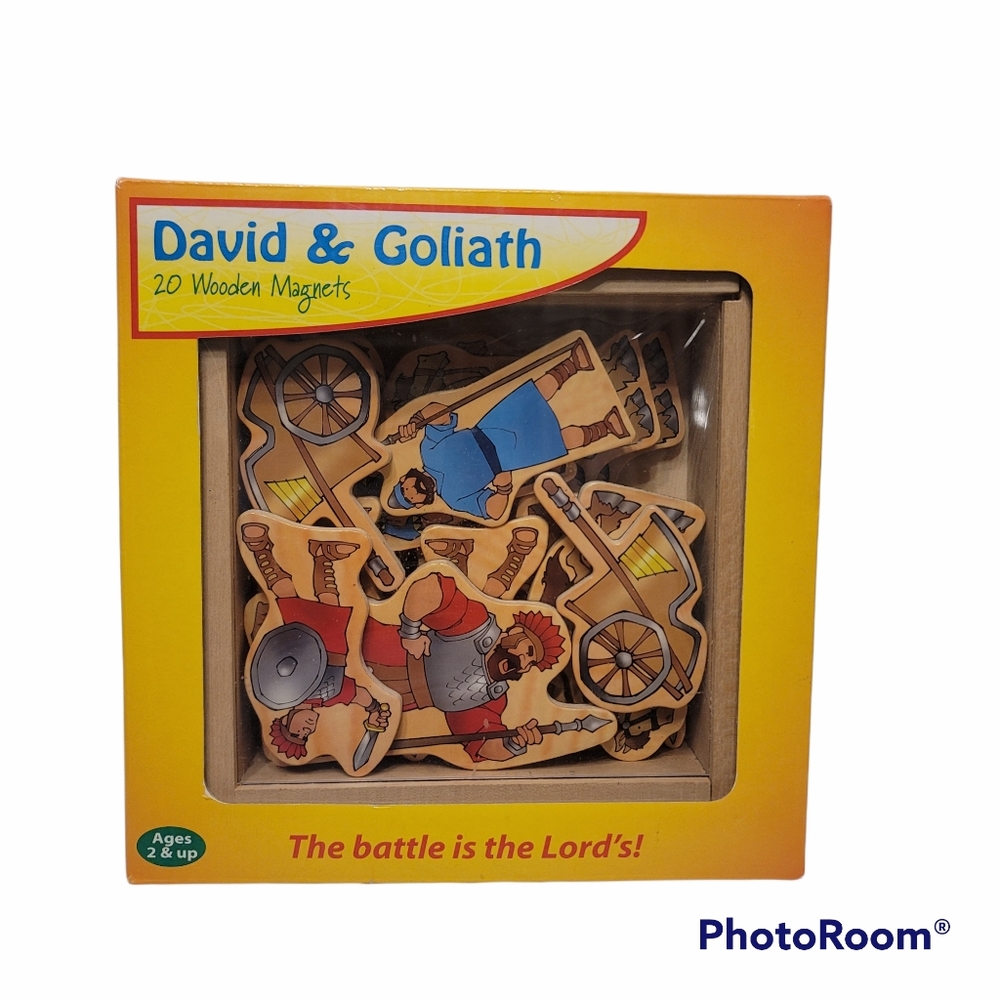 David And Goliath 20 Wooden Magnets The Battle Is The Lords Toys Pre-owned